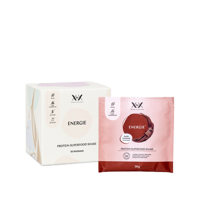 10er-Box mit Energie Dunkle Schoko Sachets