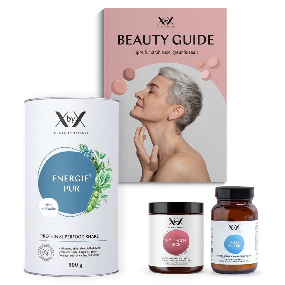 XbyX Beauty Set Wechseljahre Haut Hormonbalance kollagen hyaluron proteine schoenheit mit Energie Pur
