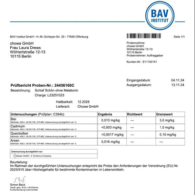 schlaf schoen bav pruefbericht xbyx quaelitaet herstellung