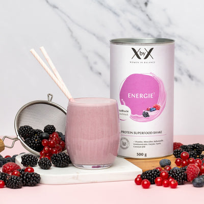 energie waldfrucht protein superfood shake xbyx wechseljahre