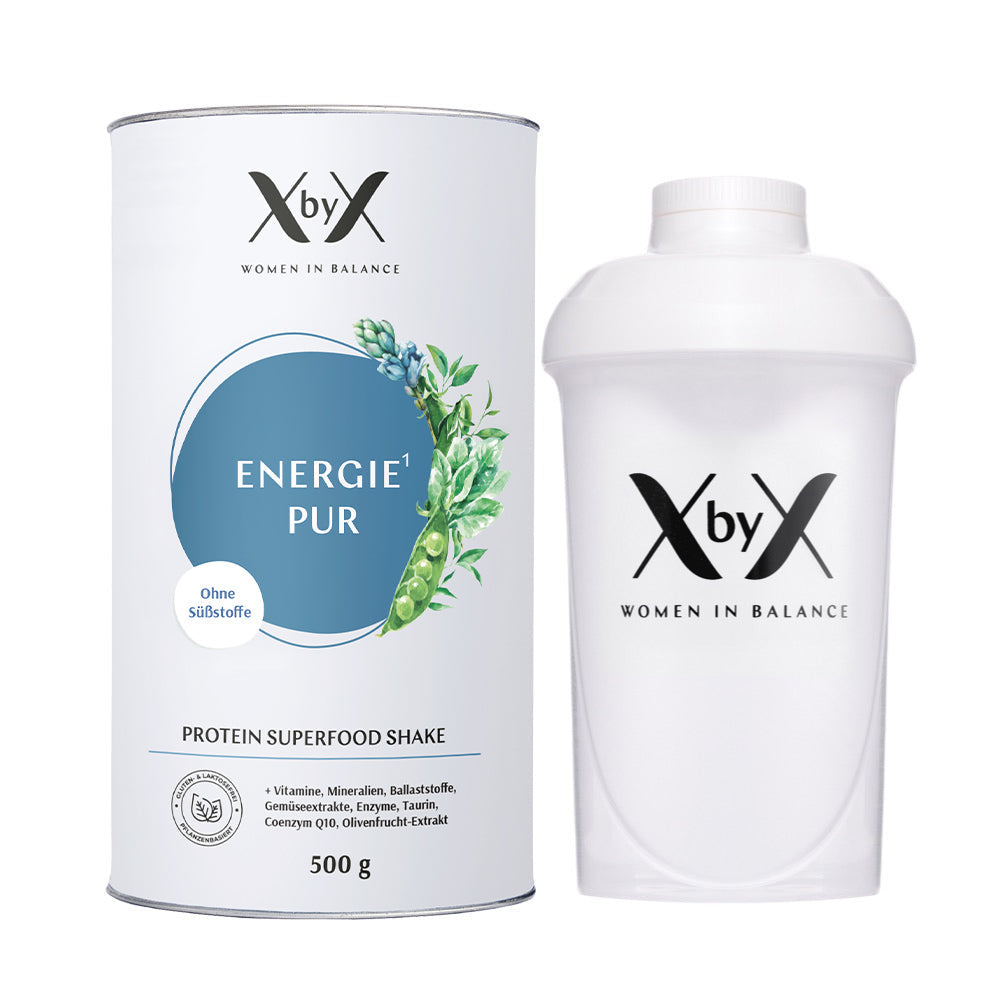 XbyX Energie Pur protein superfood shake ohne süßstoffe mit Shaker