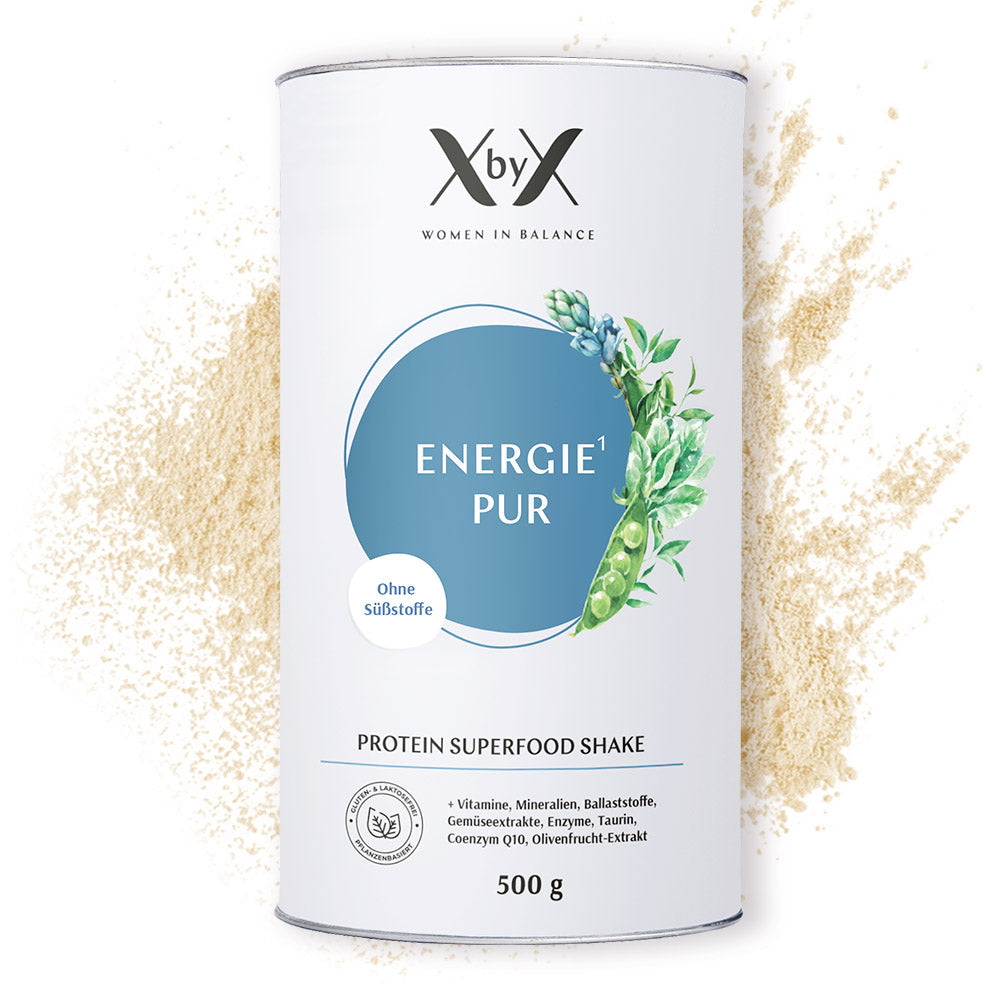 xbyx energie pur protein superfood shake ohne süßstoffe wechseljahre menopause veganer protein shake ohne Süßungsmittel