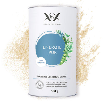 xbyx energie pur protein superfood shake ohne süßstoffe wechseljahre menopause veganer protein shake ohne Süßungsmittel