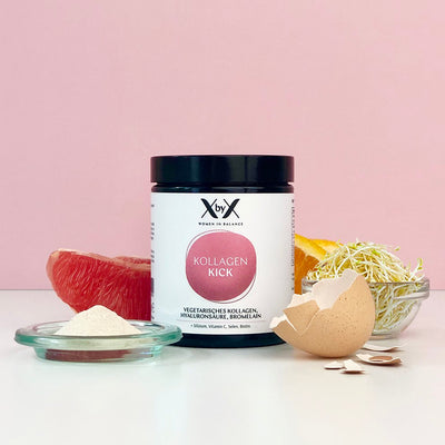 XbyX Kollagen Kick vegetarisches Kollagen für die Wechseljahre menopause kollagen aus eierschalen ovomet bambussprossen hyaloronsäure