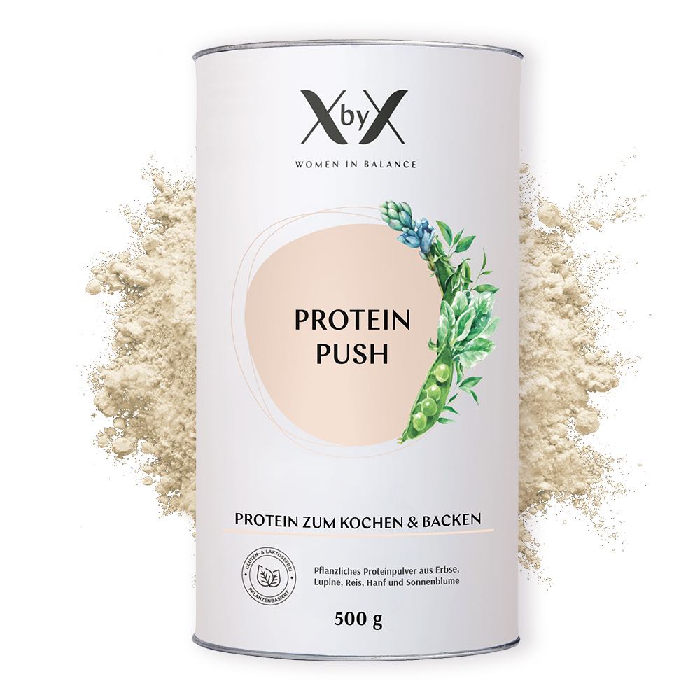 XbyX Protein Push Wechseljahre gesund essen Pflanzlicher Protein-Mix zum Kochen & Backen veganes proteinpulver
